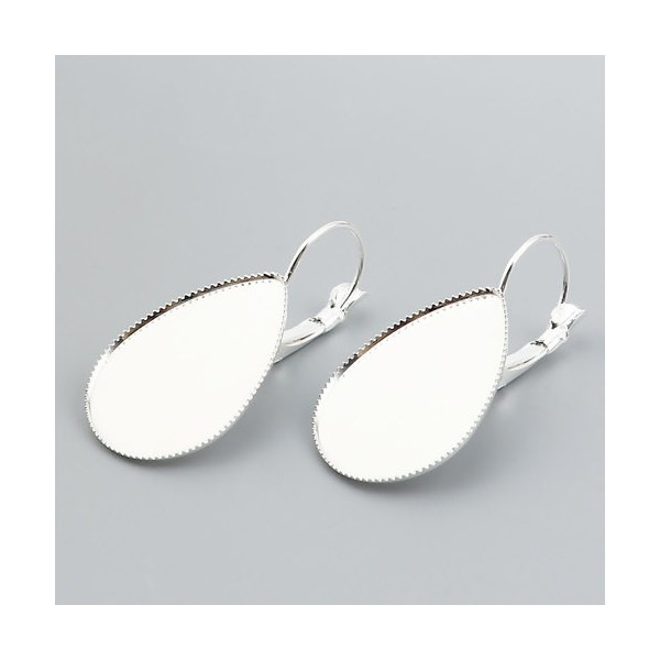 S11668735 PAX 10 boucle d'oreille Dormeuse Plateau GOUTTE 18 par 25mm Cuivre coloris Argent Vif