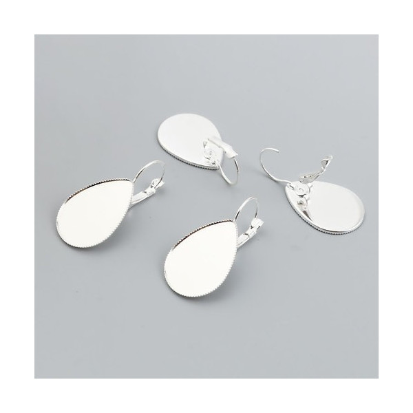 S11668735 PAX 10 boucle d'oreille Dormeuse Plateau GOUTTE 18 par 25mm Cuivre coloris Argent Vif