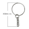 Porte Clés, Porte Clefs 24mm métal couleur Argent Platine Avec Chaine