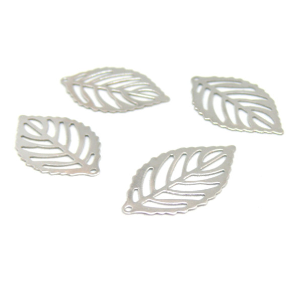 Pendentifs breloques Feuille Argenté 24 mm en Acier Inoxydable 304 pour bijoux raffinés