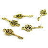 Pendentifs clé rosace métal couleur Argent Antique