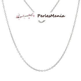 Colliers 43cm Chaine Maille 2 par 1.6mm Cuivre coloris Argent Platine