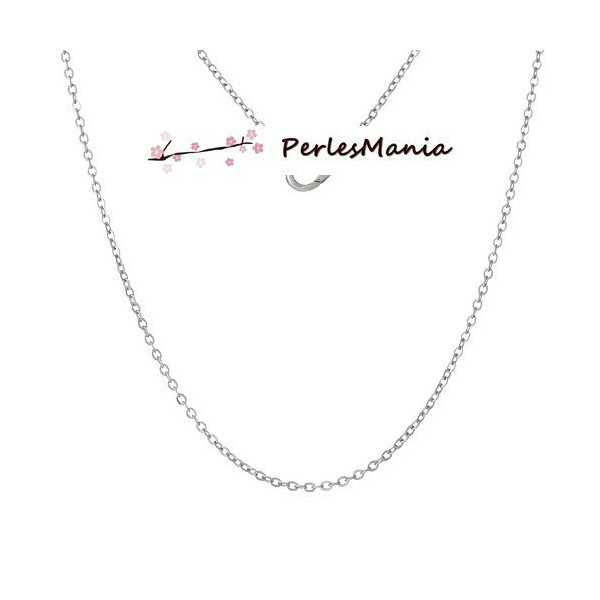 Colliers 43cm Chaine Maille 2 par 1.6mm Cuivre coloris Argent Platine