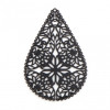 Estampes pendentif connecteur filigrane Goutte dentelle 40 mm coloris Noir