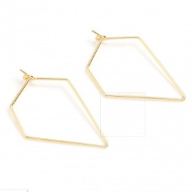 Boucles d'oreille Dormeuses Polygone 35mm – Cuivre Doré  à l' Or fin 18K