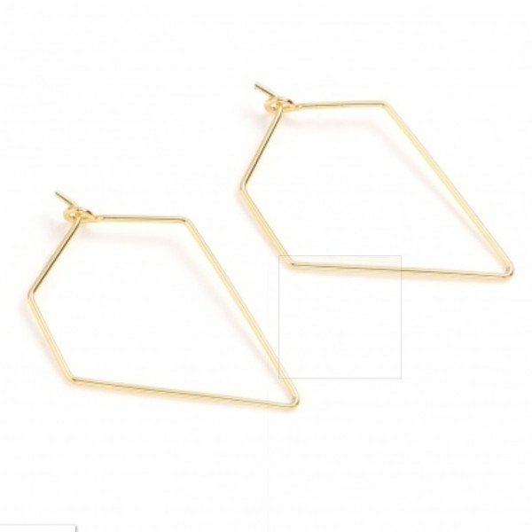 Boucles d'oreille Dormeuses Polygone 35mm – Cuivre Doré  à l' Or fin 18K