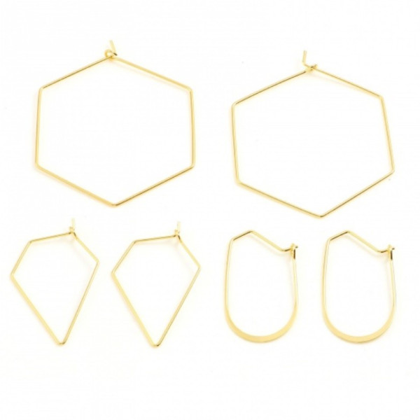 Boucles d'oreille Dormeuses Polygone 35mm – Cuivre Doré  à l' Or fin 18K