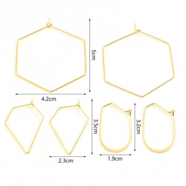 Boucles d'oreille Dormeuses Polygone 35mm – Cuivre Doré  à l' Or fin 18K