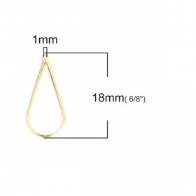PS110124509 PAX 2 pendentifs forme Goutte 42 mm cuivre Plaqué OR 18KT