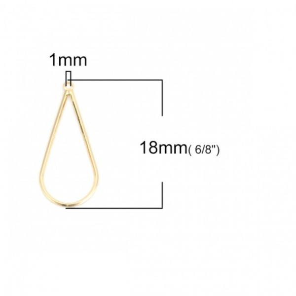 PS110124509 PAX 2 pendentifs forme Goutte 42 mm cuivre Plaqué OR 18KT