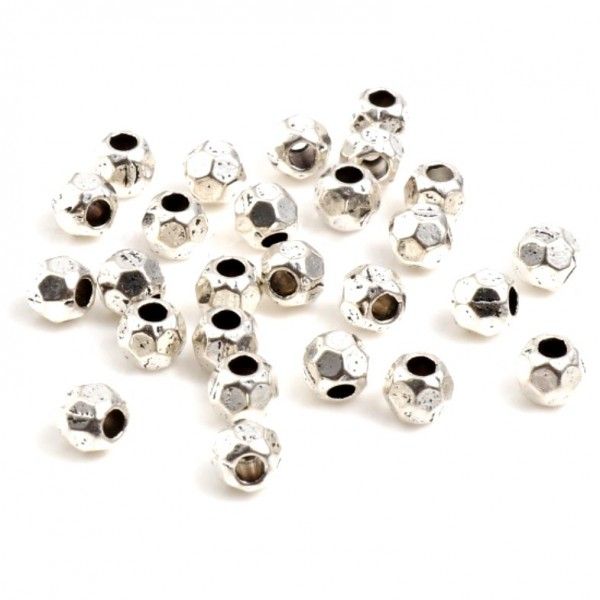 PS11738871 PAX 100 perles intercalaires, Rondes facettées 4 mm, metal couleur Argent Antique