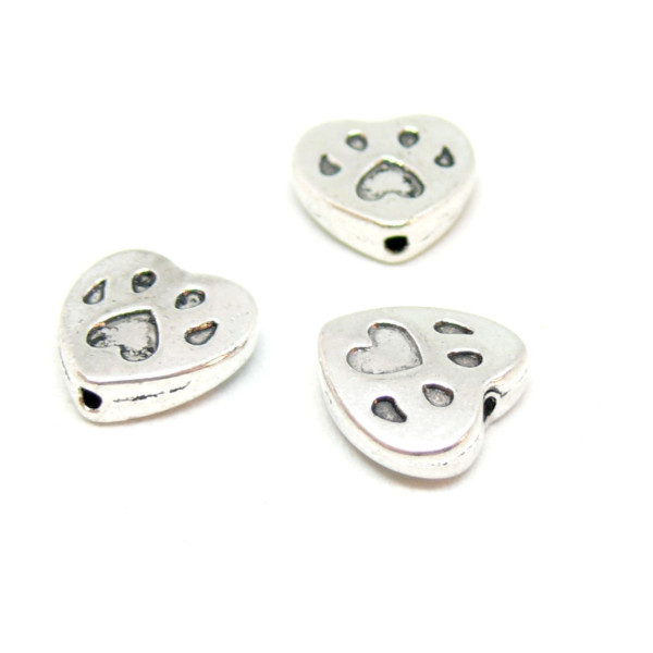 Perles intercalaires Coeur 11mm metal couleur Argent Antique