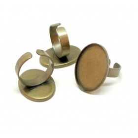 Lot de 10 supports de bague couleur bronze avec anneau d'accroche