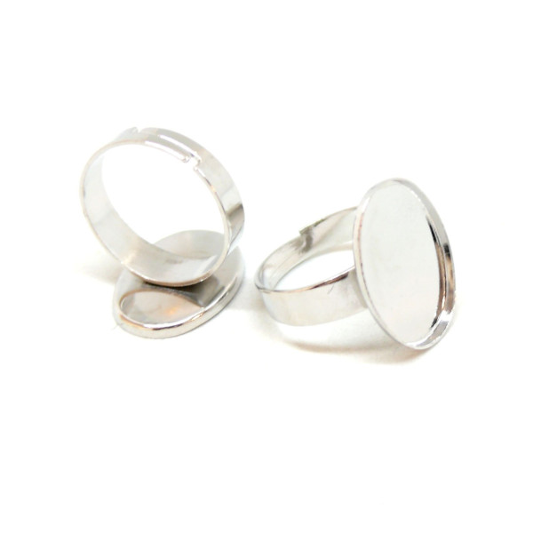 BN1120222 – Lot de 4 ou de 10 Supports de Bagues Ovale 13x18mm – Laiton Coloris Argent Platine