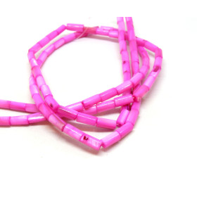 Perles Tubes, Colonne - 8 par 4 mm - Nacre - coloris Rose Flashy