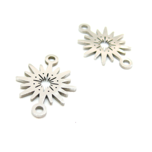 Pendentifs, connecteurs Forme Géométrique, Art deco, Soleil 15 mm en Acier Inoxydable 201 pour bijoux raffinés