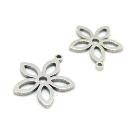 Pendentifs Forme Fleur 5 pétales 16 mm en Acier Inoxydable 201 coloris Argent pour bijoux raffinés
