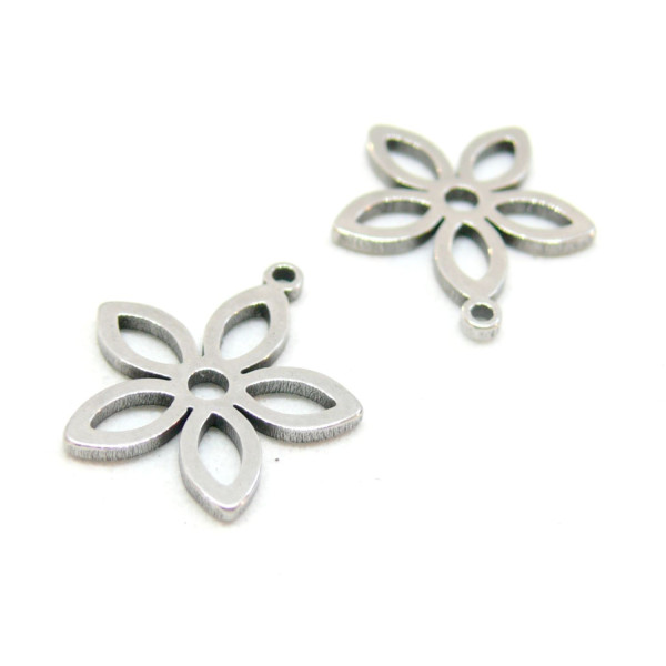 Pendentifs Forme Fleur 5 pétales 16 mm en Acier Inoxydable 201 coloris Argent pour bijoux raffinés