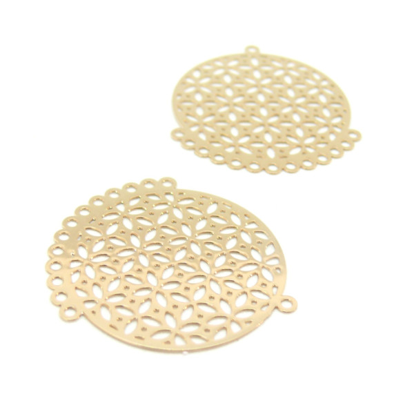 HS001011KC PAX 4 Pendentifs, Multiconnecteurs, Chandeliers  Mandala, 32mm, Laiton couleur Doré