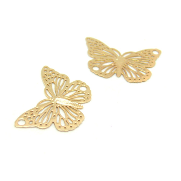 HS001004KC PAX 10 Pendentifs, Connecteur Papillons 19mm, Laiton couleur Doré