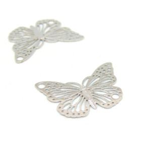 Pendentifs Connecteurs Papillons 19mm – Laiton Argent Platine
