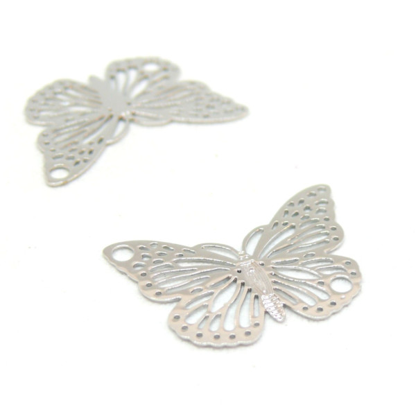 Pendentifs Connecteurs Papillons 19mm – Laiton Argent Platine