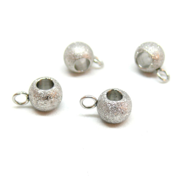 Bélières - Effet Stardust -  6 mm - Acier Inoxydable coloris Argent