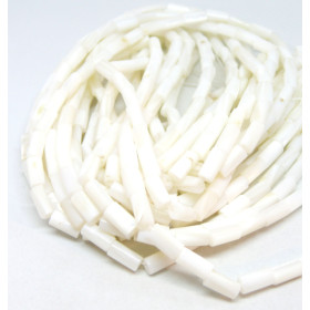 H1605 Lot 1 fil d'environ 50 perles Tubes, Colonne - 8 par 4 mm - Nacre - coloris Blanc Crème