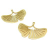 Pendentif,  Feuille de Ginkgo Biloba  30 mm Acier Inoxydable couleur Doré
