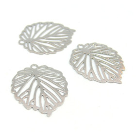 Pendentifs Feuille 22mm – Laiton Argent Platine