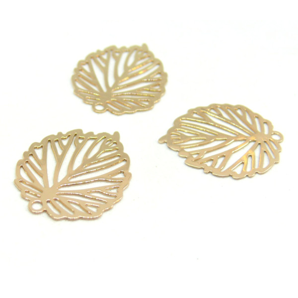 HS001032KC PAX 5 Pendentifs,  Feuille 22 mm, Laiton couleur Doré
