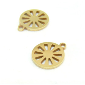 Pendentifs,  Forme Géométrique 10 mm Acier Inoxydable couleur Doré
