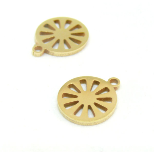 Pendentifs,  Forme Géométrique 10 mm Acier Inoxydable couleur Doré