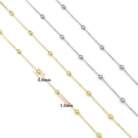 PS11721177 PAX 1 mètre - chaine bille - maille fine 1.2 mm - bille 2.8 mm - Acier Inoxydable - coloris Argenté