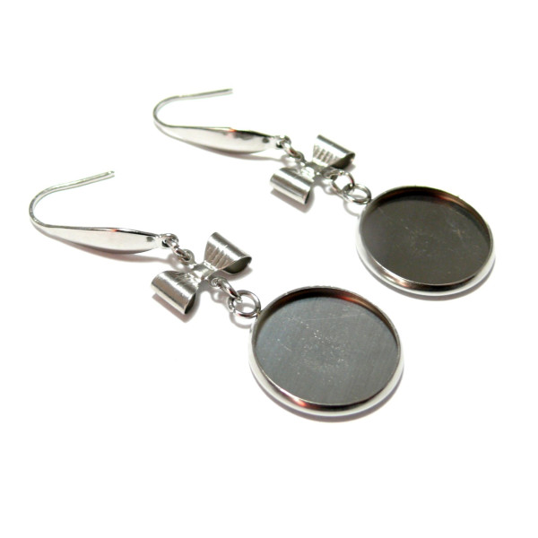 Supports de Boucle d'oreille crochet avec Noeud 14mm, Acier Inoxydable finition Argenté