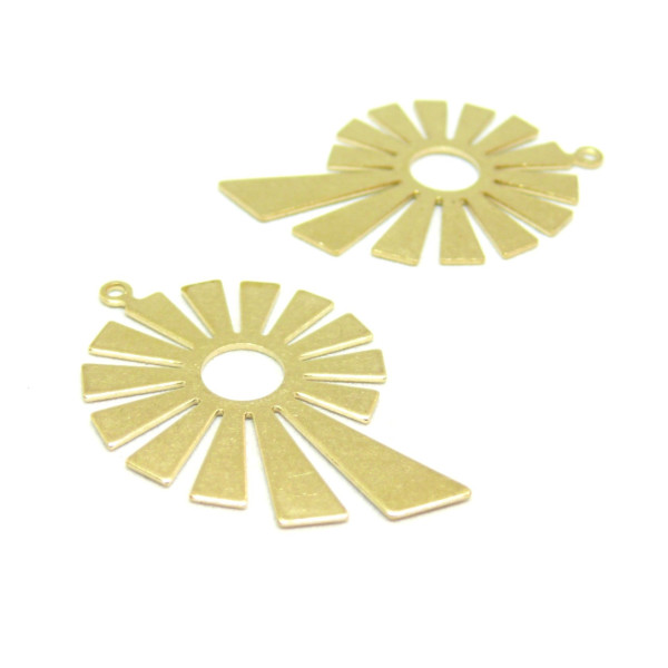Pendentifs forme Géométrique Art Déco 25mm, Laiton couleur Doré