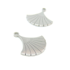 Pendentifs,  Forme Eventail 17 mm Acier Inoxydable couleur Argent