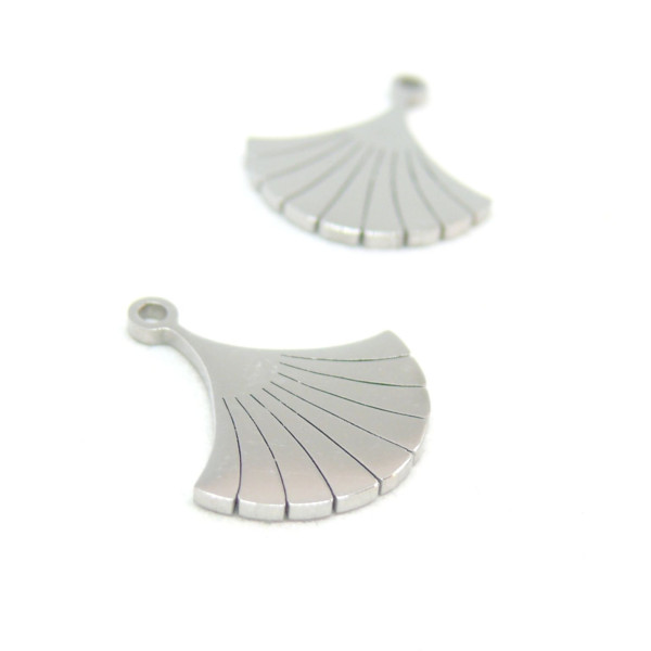 Pendentifs,  Forme Eventail 17 mm Acier Inoxydable couleur Argent