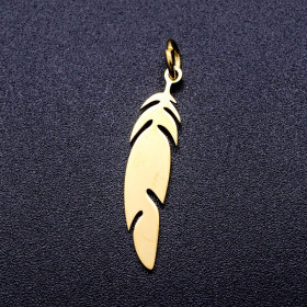 BU200513192734 PAX 1 Pendentifs Plumes  29 mm Doré en Acier Inoxydable 304 pour bijoux raffinés