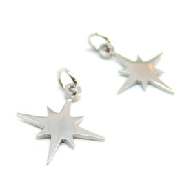 Pendentifs avec anneau, Etoile 15 mm Acier Inoxydable couleur Argent
