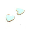 pendentifs Coeur style emaillé 10 mm Bleu Clair metal couleur Doré