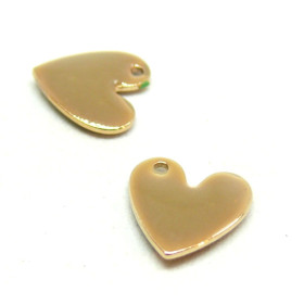 pendentifs Coeur style emaillé 10 mm Café au Lait metal couleur Doré