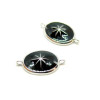 AE003Bis PAX 1 connecteur Ovale Etoile 10 par 17mm cuivre Argenté emaillé Noir