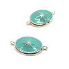 AE003Bis PAX 1 connecteur Ovale Etoile 10 par 17mm cuivre Argenté emaillé Bleu Vert
