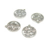 Pendentifs,  Multi fleurs dans Cercle 15 mm Acier Inoxydable couleur Argenté