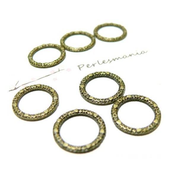Lot de 20 pendentifs anneaux de jonction avec chiffre métal couleur Bronze P21314