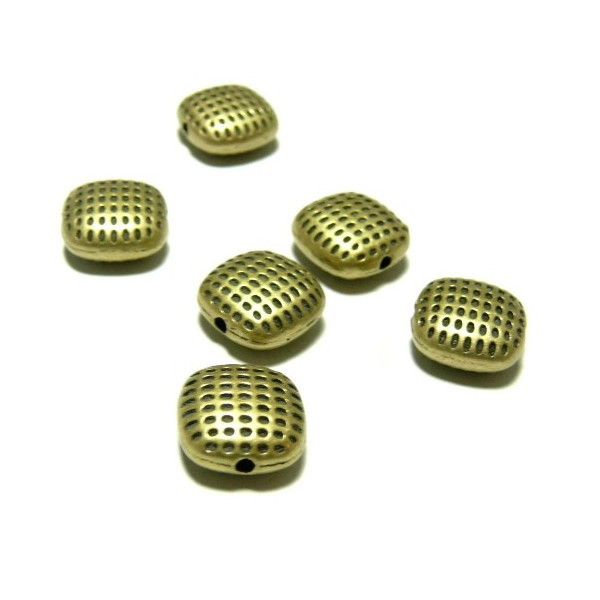 Perles intercalaires, Carre avec picots 10mm, métal couleur BRONZE, pour création de bijoux