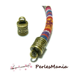Coupelles Embouts Tube Coeur 16x10mm Bronze