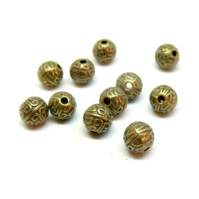 perles intercalaires forme Rondes Ethnique 7 mm métal coloris BRONZE