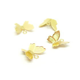 Pendentifs Papillon 13mm,  Laiton Doré à l'or fin 18K